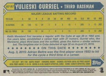 2017 Topps - 1987 Topps Baseball 30th Anniversary #87-97 Yulieski Gurriel Back