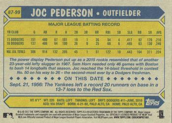 2017 Topps - 1987 Topps Baseball 30th Anniversary #87-99 Joc Pederson Back