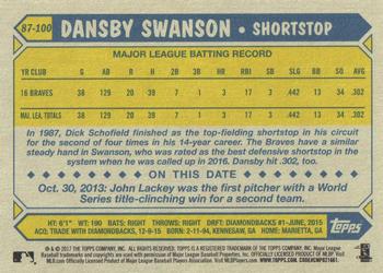 2017 Topps - 1987 Topps Baseball 30th Anniversary #87-100 Dansby Swanson Back