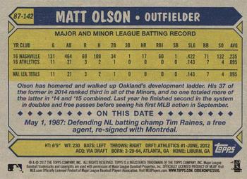 2017 Topps - 1987 Topps Baseball 30th Anniversary #87-142 Matt Olson Back