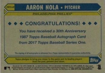 2017 Topps - 1987 Topps Baseball 30th Anniversary Autographs #1987A-AN Aaron Nola Back
