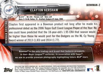 2017 Topps - Bowman Then & Now #BOWMAN-2 Clayton Kershaw Back