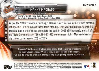 2017 Topps - Bowman Then & Now #BOWMAN-4 Manny Machado Back