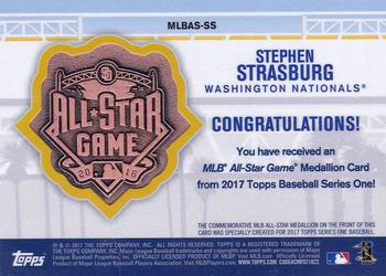 2017 Topps - MLB All-Star Team Medallion Relics #MLBAS-SS Stephen Strasburg Back