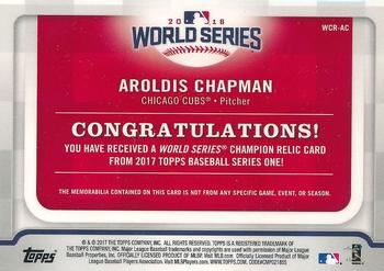 2017 Topps - World Series Champion Relics #WCR-AC Aroldis Chapman Back