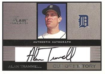 2003 Flair Greats - Cut of History Autographs #NNO Alan Trammell Front