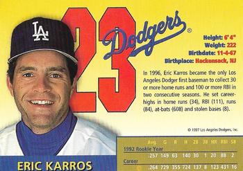 1997 Los Angeles Dodgers True Blue Club Rookie of the Year #1 Eric Karros Back
