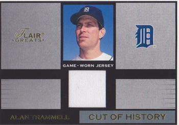 2003 Flair Greats - Cut of History Game Used Gold #NNO Alan Trammell Front