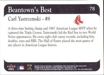2001 Fleer Boston Red Sox 100th Anniversary #78 Carl Yastrzemski Back
