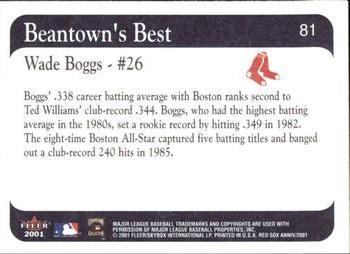 2001 Fleer Boston Red Sox 100th Anniversary #81 Wade Boggs Back