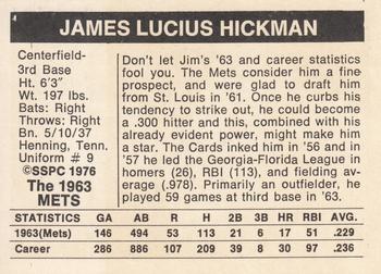1976 SSPC 1963 New York Mets #NNO Jim Hickman Back