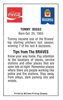 1981 Atlanta Braves Police #NNO Tommy Boggs Back