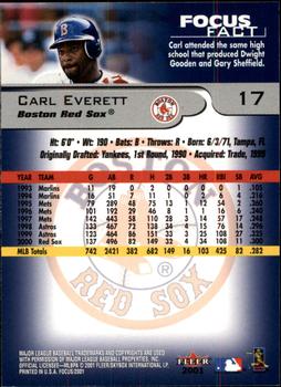 2001 Fleer Focus #17 Carl Everett Back