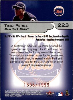 2001 Fleer Focus #223 Timo Perez Back