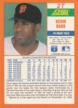 1990 Score Rookie & Traded #2T Kevin Bass Back