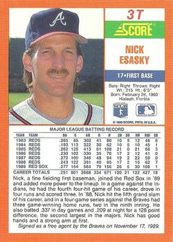 1990 Score Rookie & Traded #3T Nick Esasky Back