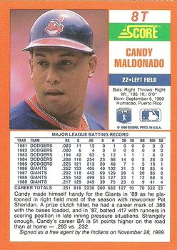 1990 Score Rookie & Traded #8T Candy Maldonado Back
