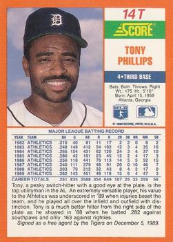 1990 Score Rookie & Traded #14T Tony Phillips Back
