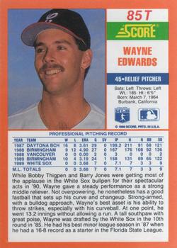 1990 Score Rookie & Traded #85T Wayne Edwards Back