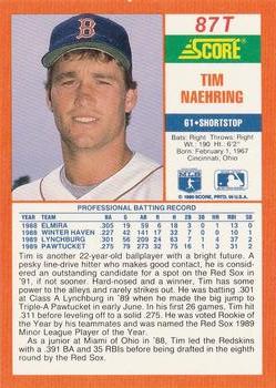 1990 Score Rookie & Traded #87T Tim Naehring Back