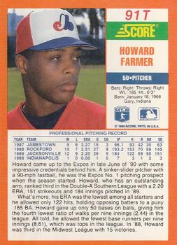 1990 Score Rookie & Traded #91T Howard Farmer Back