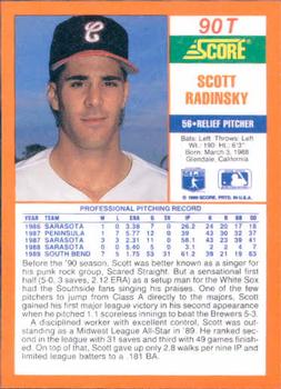 1990 Score Rookie & Traded #90T Scott Radinsky Back