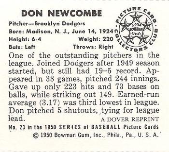 1982 Dover Publications Reprints National League #23 Don Newcombe Back