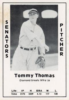 1979 TCMA Diamond Greats #54 Tommy Thomas Front