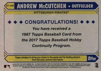 2017 Topps - 1987 Topps Baseball 30th Anniversary Chrome Silver Pack (Series One) #87-AM Andrew McCutchen Back