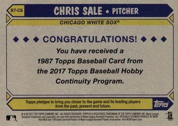 2017 Topps - 1987 Topps Baseball 30th Anniversary Chrome Silver Pack (Series One) #87-CS Chris Sale Back