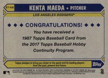 2017 Topps - 1987 Topps Baseball 30th Anniversary Chrome Silver Pack (Series One) #87-KM Kenta Maeda Back