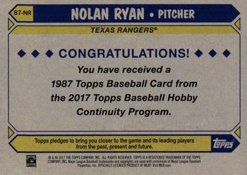2017 Topps - 1987 Topps Baseball 30th Anniversary Chrome Silver Pack (Series One) #87-NR Nolan Ryan Back