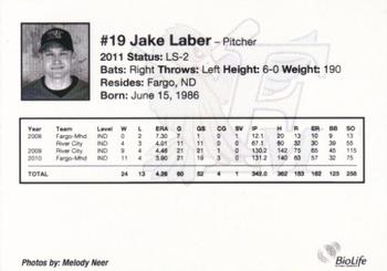 2011 Fargo-Moorhead RedHawks #NNO Jake Laber Back