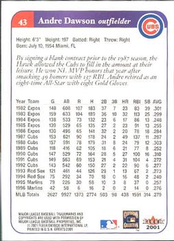 2001 Fleer Greats of the Game #43 Andre Dawson Back