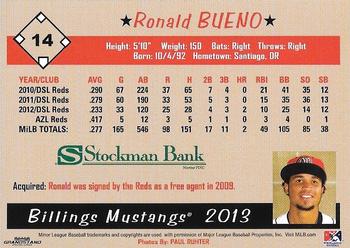 2013 Grandstand Billings Mustangs #NNO Ronald Bueno Back