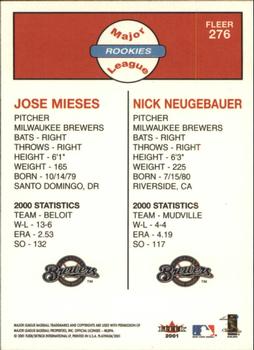 2001 Fleer Platinum #276 Jose Mieses / Nick Neugebauer Back