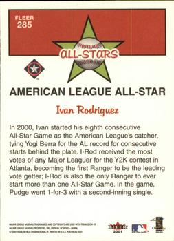 2001 Fleer Platinum #285 Ivan Rodriguez Back