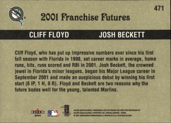 2001 Fleer Platinum #471 Cliff Floyd / Josh Beckett Back