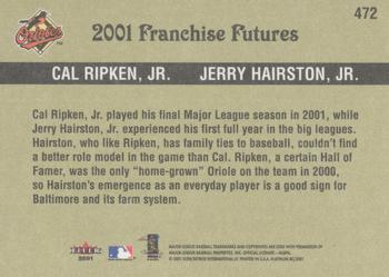 2001 Fleer Platinum #472 Cal Ripken, Jr. / Jerry Hairston, Jr. Back
