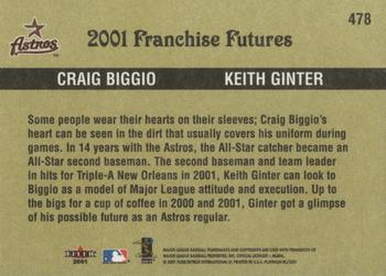 2001 Fleer Platinum #478 Craig Biggio / Keith Ginter Back