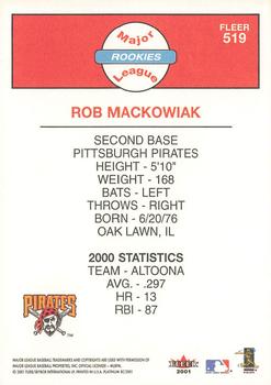 2001 Fleer Platinum #519 Rob Mackowiak Back