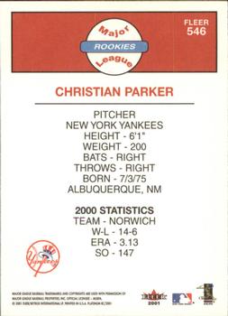 2001 Fleer Platinum #546 Christian Parker Back