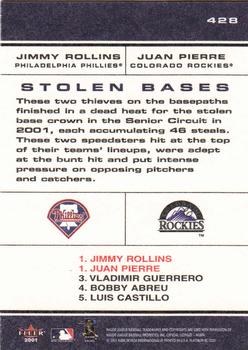 2001 Fleer Platinum #428 Jimmy Rollins / Juan Pierre Back