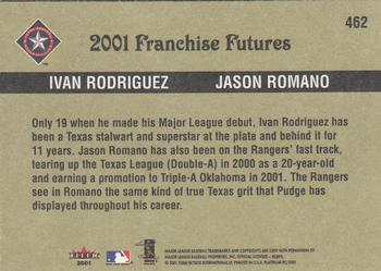 2001 Fleer Platinum #462 Ivan Rodriguez / Jason Romano Back