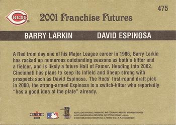 2001 Fleer Platinum #475 Barry Larkin / David Espinosa Back