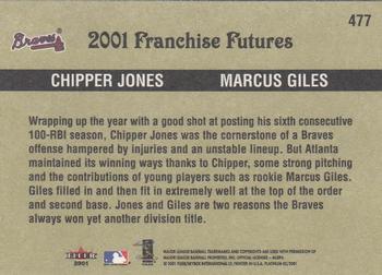 2001 Fleer Platinum #477 Chipper Jones / Marcus Giles Back