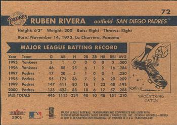 2001 Fleer Tradition #72 Ruben Rivera Back