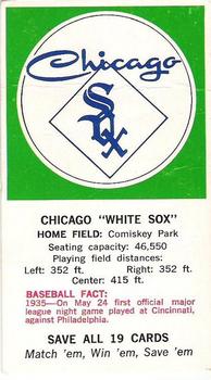 1968-72 Fleer Cloth Baseball Emblems Tallboys - Emblem Cards #NNO Chicago White Sox Front
