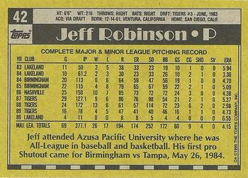 1990 Topps #42 Jeff Robinson Back
