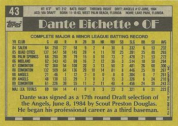 1990 Topps #43 Dante Bichette Back